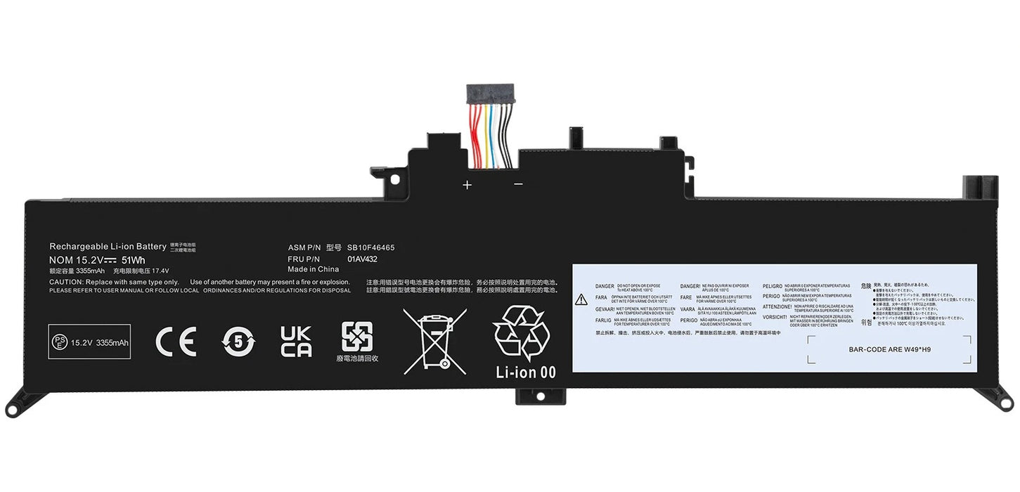 01AV434 New Lenovo Yoga 12 X260 Battery 51Wh SB10K97591 SB10K97589 SB10K97591 SB10K97590 - LaptopBatteries.ca