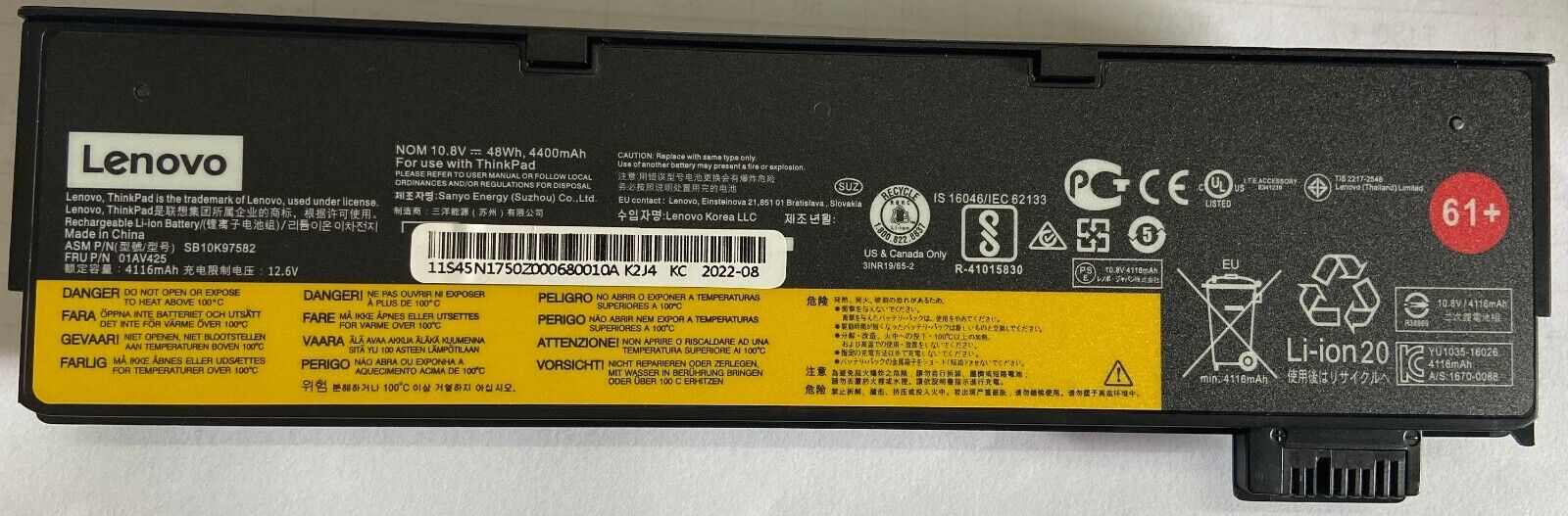 01AV425 New Genuine Lenovo ThinkPad T470 T570 61+ P51S 01AV490 T470 01AV422 01AV424 01AV452 Battery 48WH - LaptopBatteries.ca