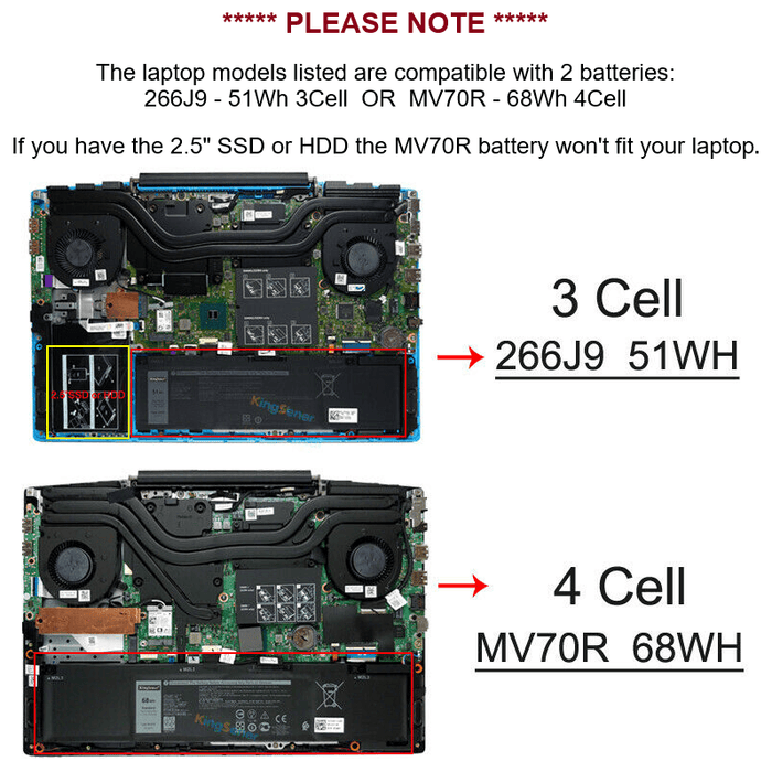 266J9 New Genuine Dell Inspiron 14 5490 Battery 51Wh - LaptopBatteries.ca