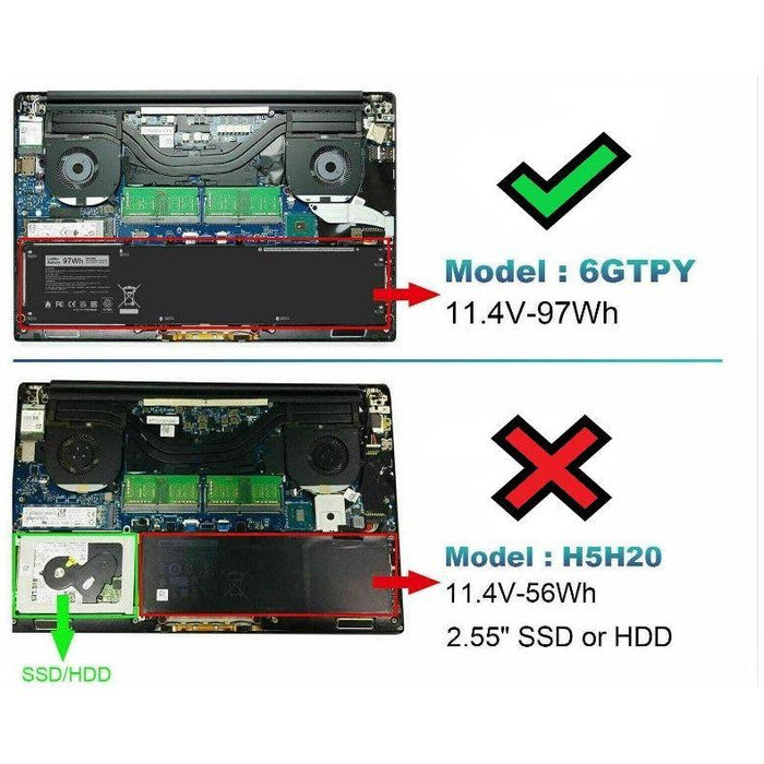 6GTPY New Genuine Dell 4K1VM 04K1VM W62W6 Battery 97Wh - LaptopBatteries.ca