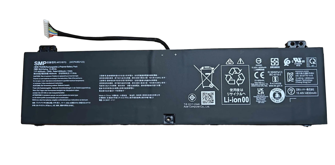 New Genuine Acer Predator Triton 300 Battery 76WH AP21B7Q KT.00407.014 - LaptopParts.ca