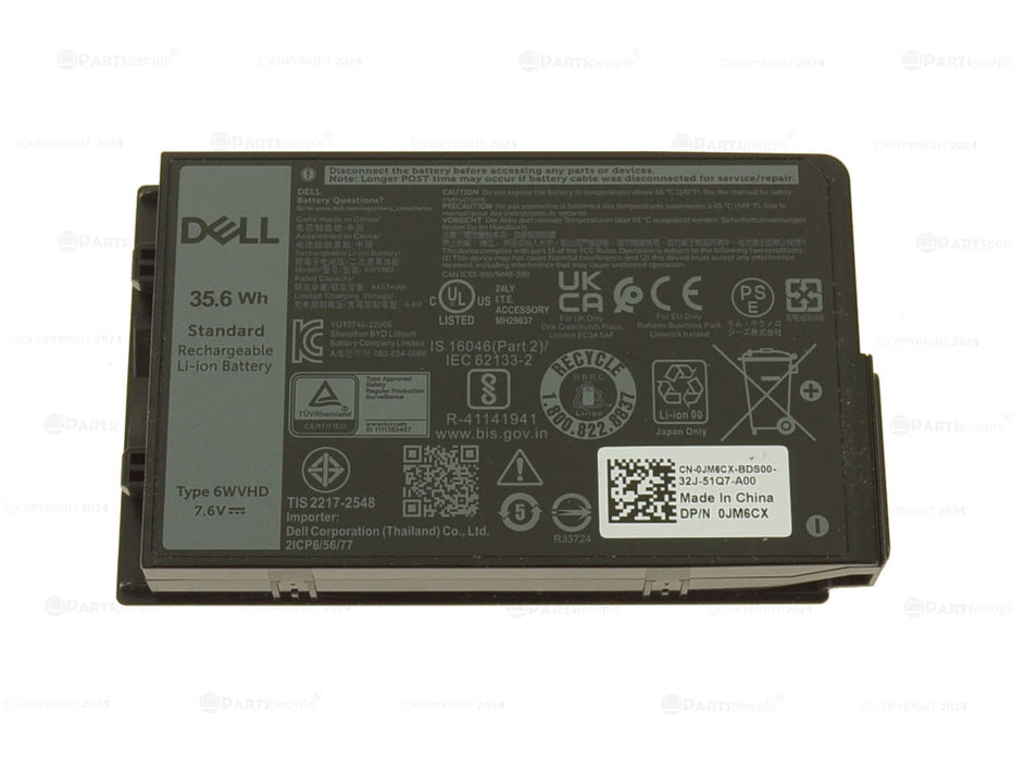 New Dell Latitude 7230 Rugged Extreme Tablet 2-cell 35.6Wh Original Battery 6WVHD JM6CX VDDJY
