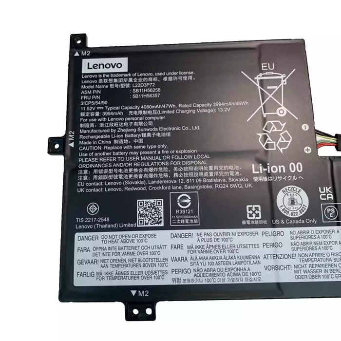 New Genuine Lenovo 100w 300w 500w Yoga Gen 4 Battery 47Wh L22M3P72 L22D3P71 L22C3P72 - LaptopParts.ca
