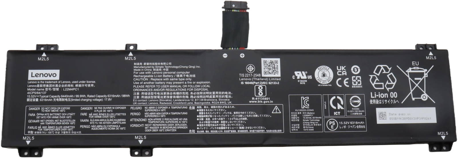 New Genuine Lenovo Legion Pro 7-16IRX8 7-16IRX8H 7-16ARX8H Battery 99.9WH L22M4PC1 - LaptopParts.ca