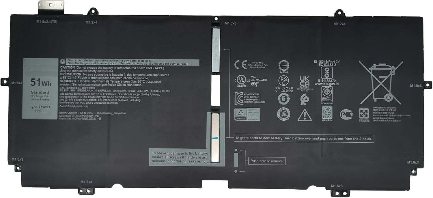 New Compatible Dell XPS 13 9310 2-in-1 P103G P103G001 P103G002 Series Battery 51WH 0FDRT 0X1W0D DD9VF X1W0D
