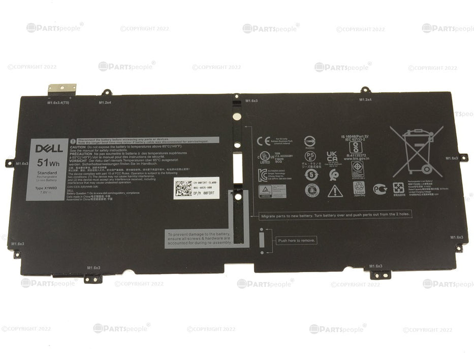 New Dell OEM Original XPS 9310 2-in-1 51Wh 4-cell Laptop Battery X1W0D