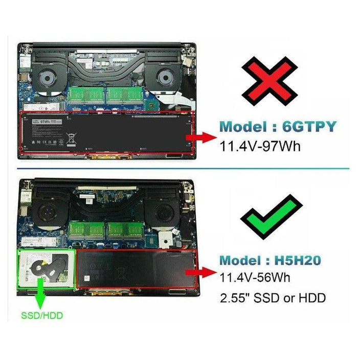 H5H20 New Genuine Dell XPS 15 9560 9570 7590 Battery 56Wh - LaptopBatteries.ca