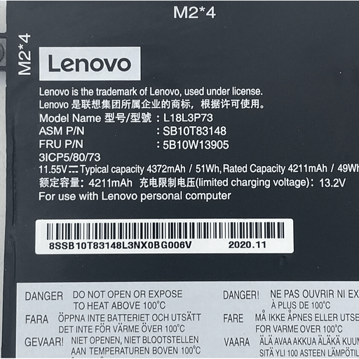 L18L3P73 New Genuine Lenovo 02DL007 02DL008 Battery 51WH - LaptopBatteries.ca