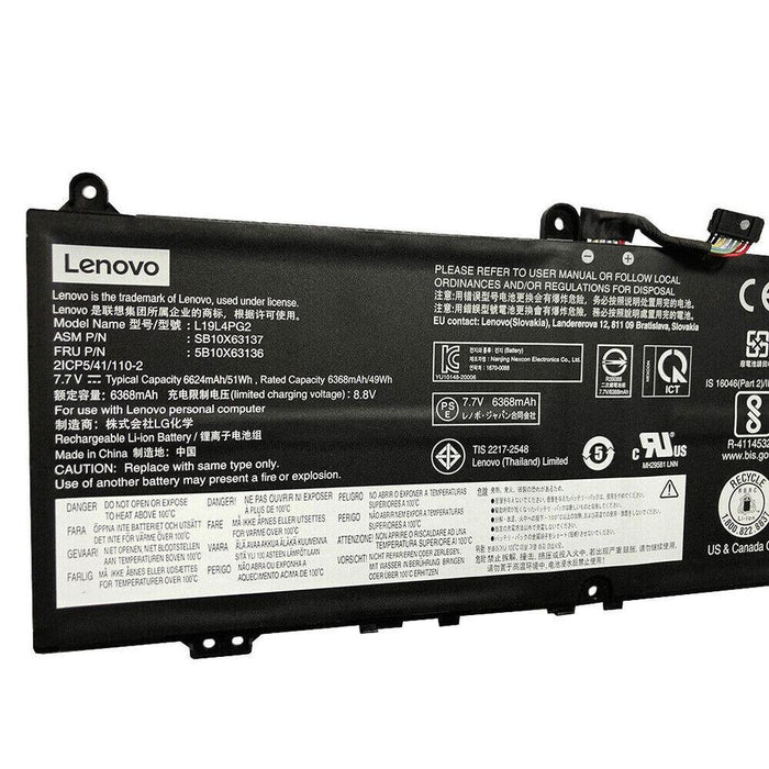 L19M4PG2 New Genuine Lenovo 5B10X63136 5B10X63138 5B10X63141 Battery 51WH - LaptopBatteries.ca