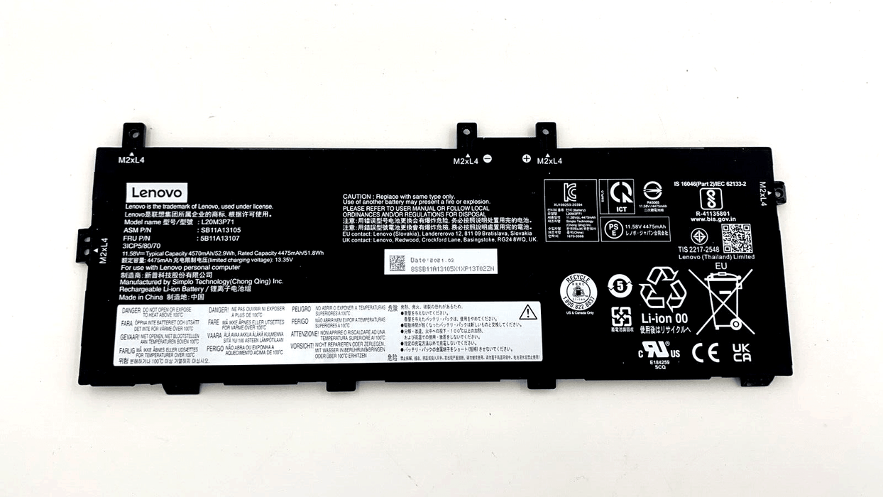 L20M3P71 New Genuine Lenovo 5B11A13107 SB11A13105 L20D3P71 L20L3P71 Battery 52.9WH - LaptopBatteries.ca