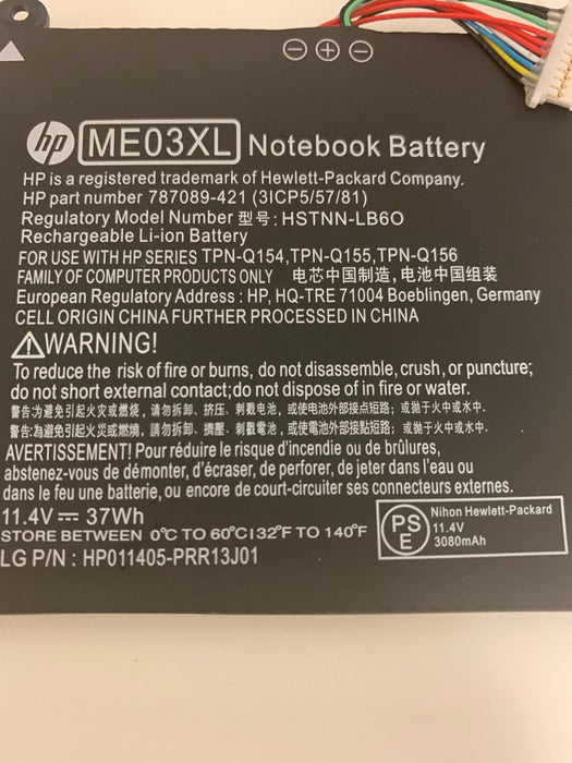 ME03XL New Genuine HP 787089-421 HSTNN-LB60 787521-005 HSTNN-UB6M 3ICP5/57/81 TPN-Q154 TPN-Q156 Battery 37Wh - LaptopBatteries.ca