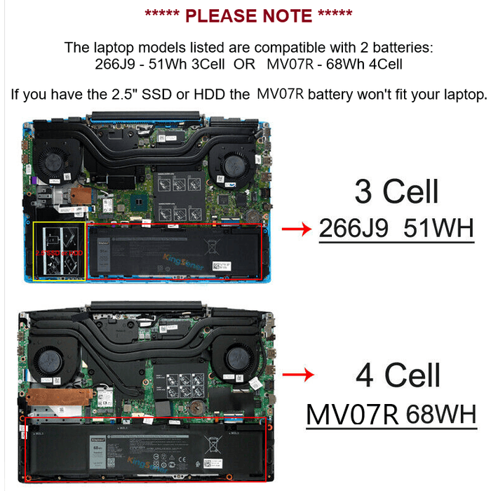 MV07R New Genuine Dell G3 15 3500 3590 3790 Battery 68Wh MV07R - LaptopBatteries.ca