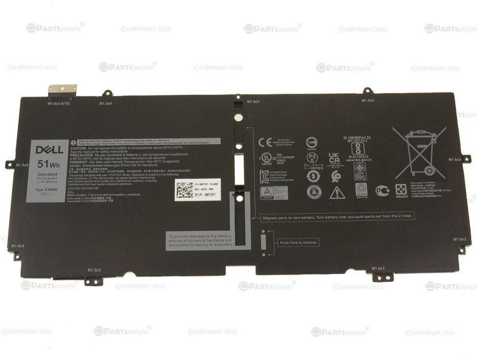 X1W0D Dell OEM Original XPS 13 (9310) 2-in-1 51Wh 4-cell Laptop Battery - w/ 1 Year Warranty - LaptopBatteries.ca