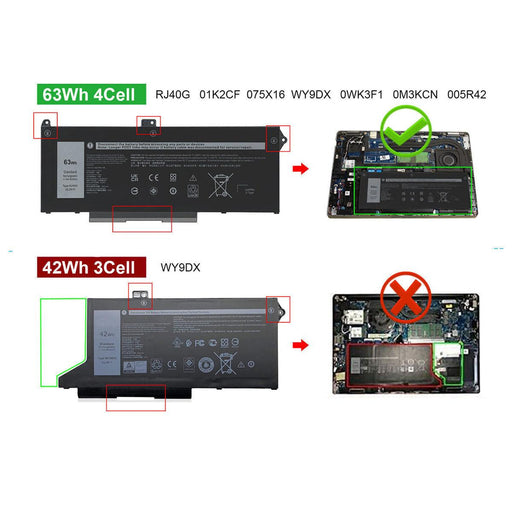 RJ40G New Genuine Dell Latitude 5420 5520 Battery 63WH - LaptopBatteries.ca