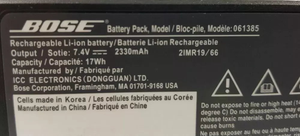 New Genuine Bose Soundlink Mini 1 One Speaker Battery 061384 061385 2330mAh - LaptopParts.ca
