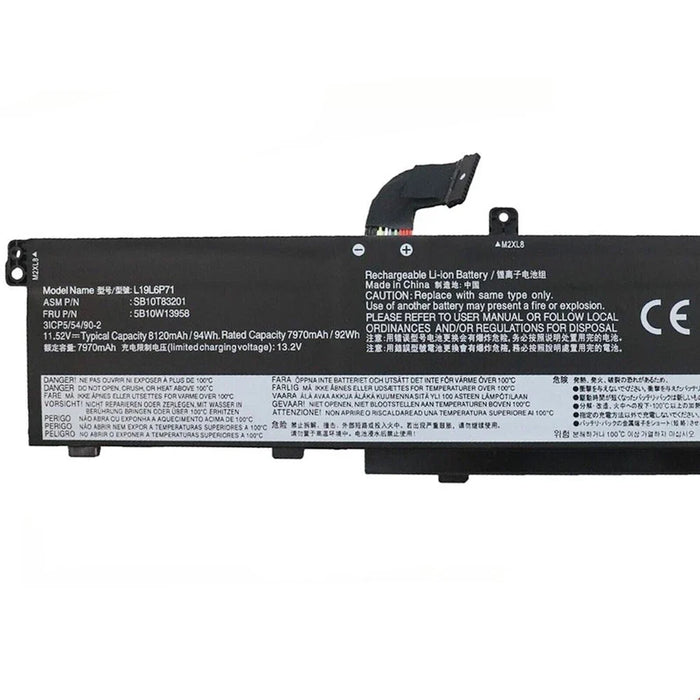 New Compatible Lenovo ThinkPad P15 P17 T15G 2nd Gen Battery L19L6P71 L19C6P71 5B10W13958