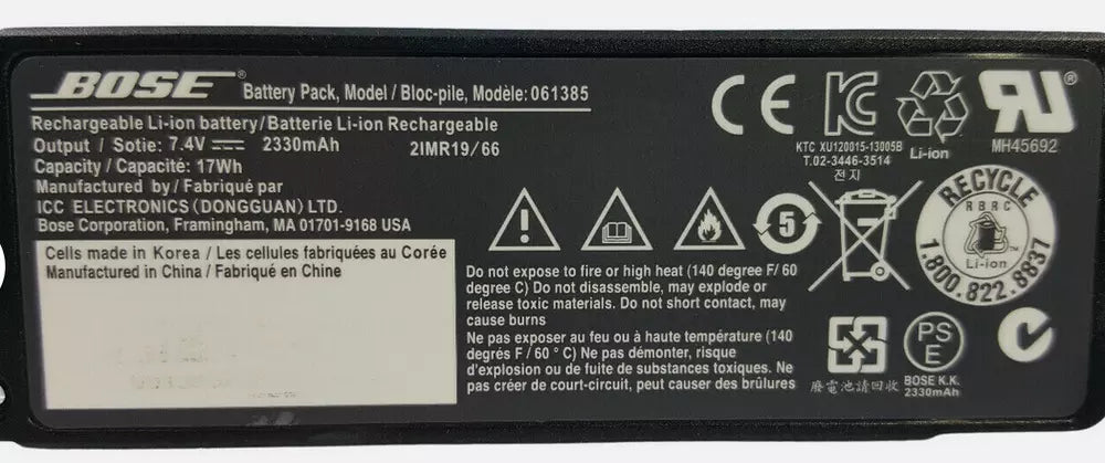 New Genuine Bose Soundlink Mini 1 One Speaker Battery 061384 061385 2330mAh - LaptopParts.ca