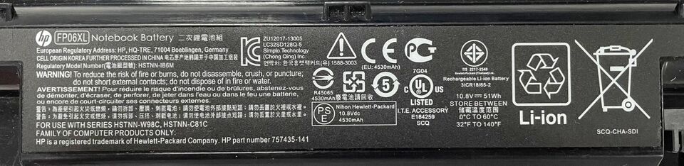 New Genuine HP Omen HSTNN-DB9F L48431-2C1 L48497-005 PG06XL Battery 69WH - LaptopParts.ca