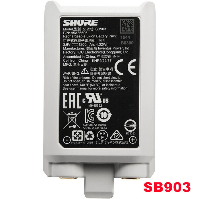 New Genuine Shure SB903 95A36606 SLXD SLXD1 and SLXD2 1INP9/29/37 Battery 4.32WH - LaptopParts.ca